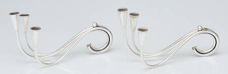 Denmark Silverplate Hollowware Set of 2 Taper Candleholder
