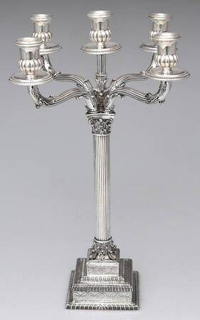 Italy Sterling Hollowware 5 Light Candelabra with Bobeche