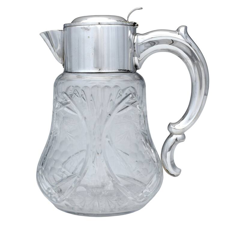 Germany Silverplate Hollowware Glass & Metal Pitcher
