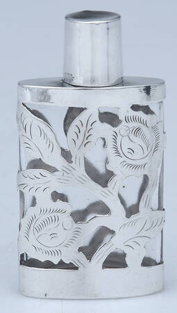 Mexico Sterling Hollowware Crystal Perfume Bottle with Sterling Overlay