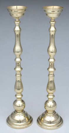 Brass Candlesticks Pair of 19" Pillar Candleholders