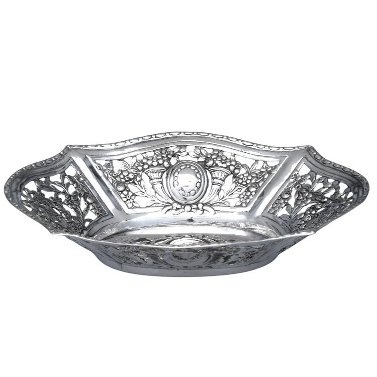 Germany Sterling Hollowware 5" Pierced Bon Bon Bowl