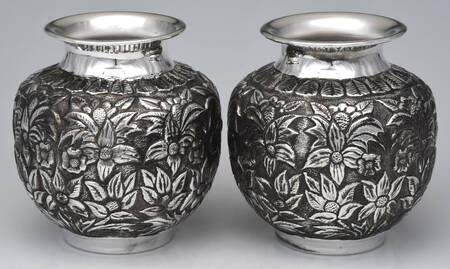 Repousse Style (Sterling Hollowware) Pair of 8" Vases