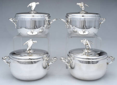 France Silverplate Hollowware Individual Casserole & Lid with Silverplate Liner - Set of 4