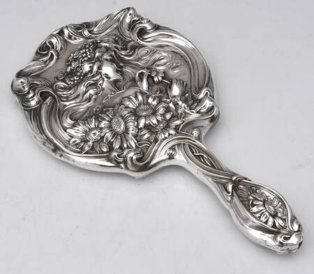 He Loves Me (Sterling, Hollowware) Mirror with Handle