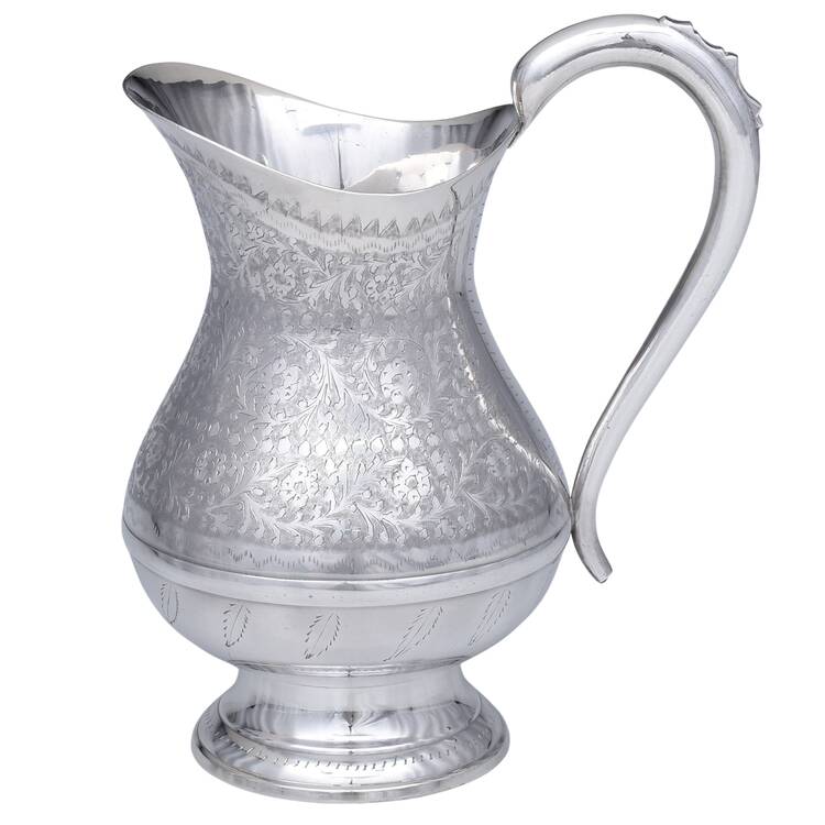 India Silverplate Hollowware-Etched Silverplate Water Pitcher by Unknown Manufacturer