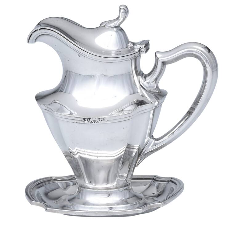 Silverplate Hollowware Syrup Pitcher with Attached Underplate