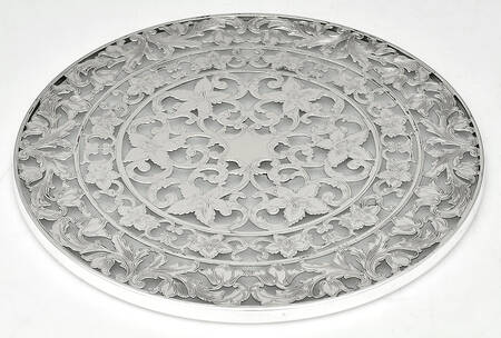 Sterling Hollowware Round Crystal Sterling Overlay Trivet