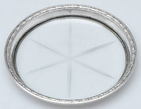 Sterling Hollowware Crystal Coaster with Sterling Rim