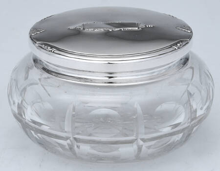 Sterling Hollowware Powder Jar, Crystal Bowl and Sterling Lid