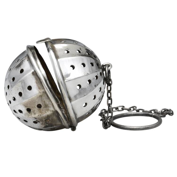 Sterling Hollowware Tea Ball with Chain by Webster Co
