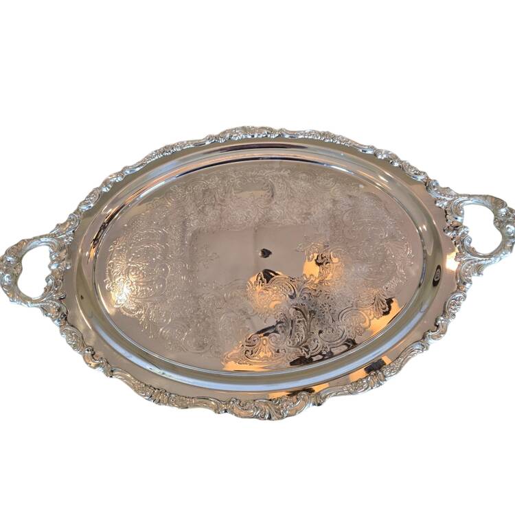 Baroque (Silverplate, Hollowware, Older) Large Footed Waiter Tray