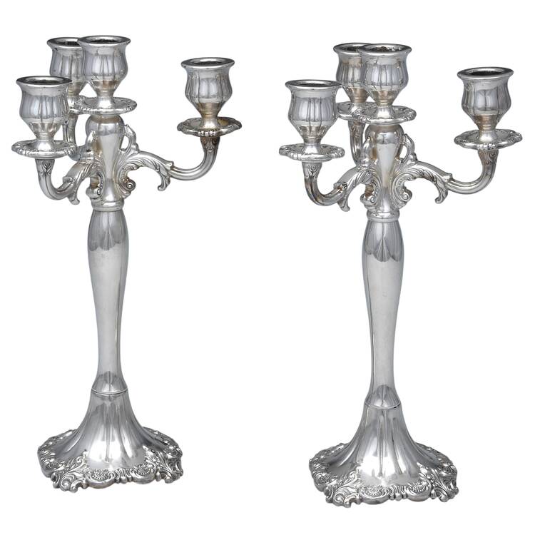 Baroque (Silverplate, Hollowware, Older) Large 4-Light Candelabra by Wallace Silver