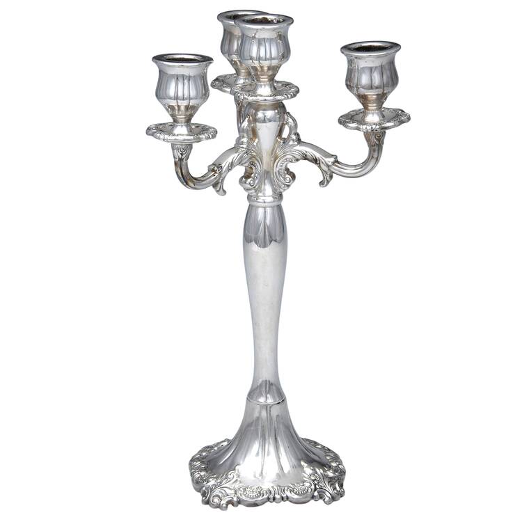 Baroque (Silverplate, Hollowware, Older) Large 4-Light Candelabra