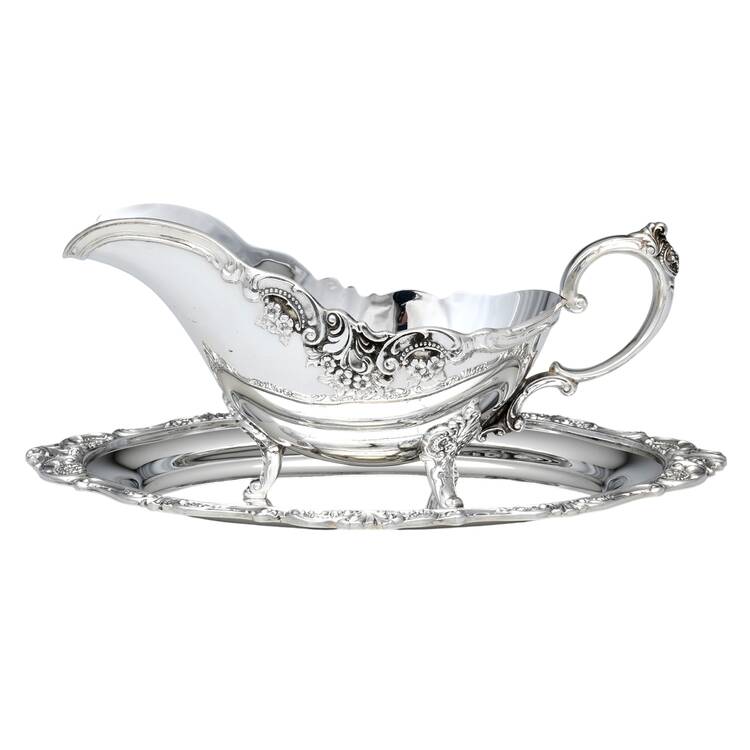 Baroque (Silverplate, Hollowware, Older) Gravy Boat & Underplate