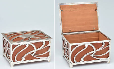 Art Nouveau Style (Silverplate, Hollowware) Cigar/Desk Box with Silver Overlay