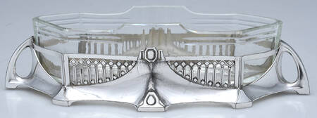 Art Nouveau Style (Silverplate, Hollowware) Silverplate Planter with Glass Liner