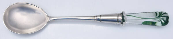 Art Nouveau Style (Silverplate, Hollowware) Glass Handled Salad Serving Spoon