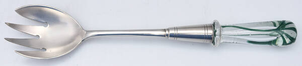 Art Nouveau Style (Silverplate, Hollowware) Glass Handled Salad Serving Fork