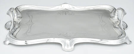 Art Nouveau Style (Silverplate, Hollowware) Footed Silverplate Waiter Tray