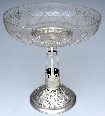 Art Nouveau Style (Silverplate, Hollowware) Centerpiece Stand with Glass Bowl