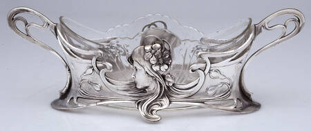 Art Deco Style (Silverplate, Hollowware) Silverplate Planter with Glass Liner