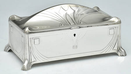 Art Deco Style (Silverplate, Hollowware) Jewelry Box with Hinged Lid
