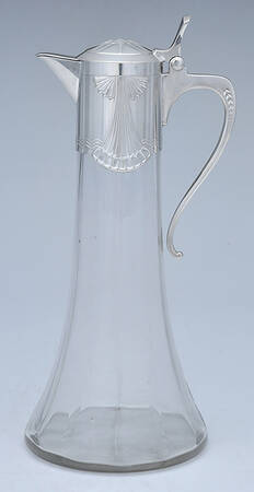 Art Deco Style (Silverplate, Hollowware) Claret Jug with Glass Base & Hinged Lid