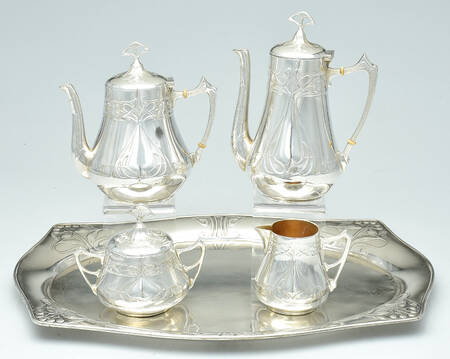 WMF223 (Silverplate, Hollowware) 5 Piece Tea Set (PCP, PTP, PCR, PSU, WT16C)