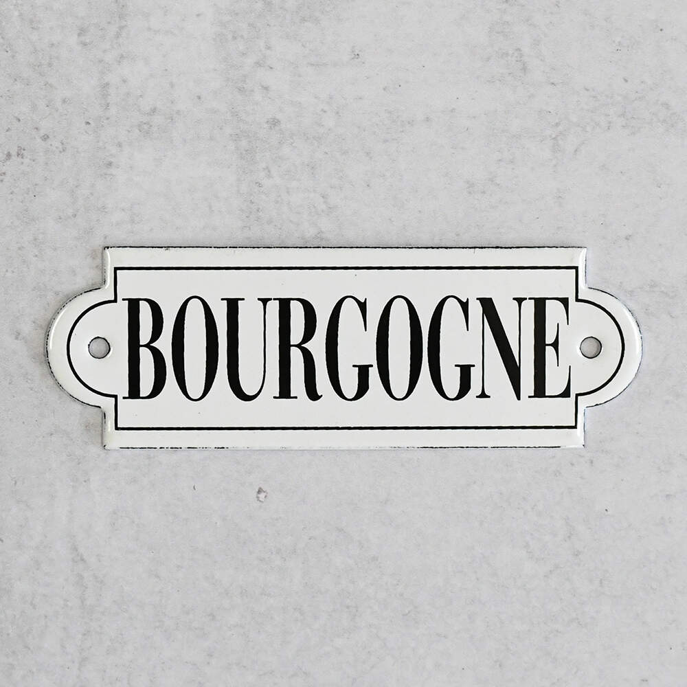 White Enamel "Bourgogne" Label Ticket-1