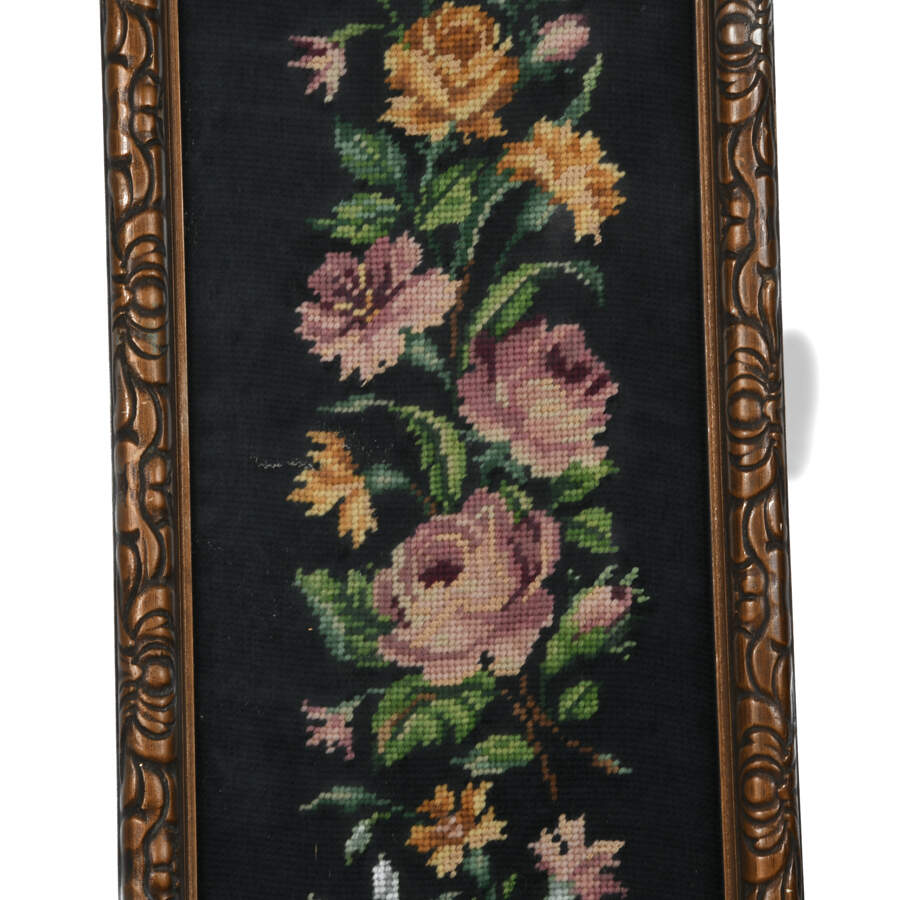 Large Framed Trailing Roses Needlework-5