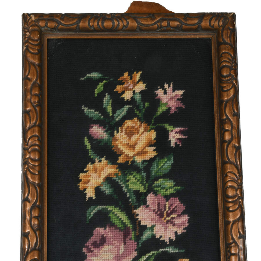 Large Framed Trailing Roses Needlework-4