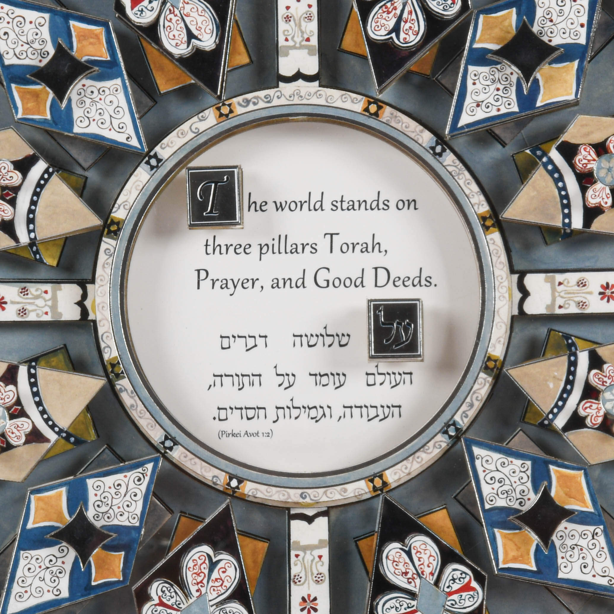 Framed Reuven and Tzipora Masel Paper Foundations of the World Art-3