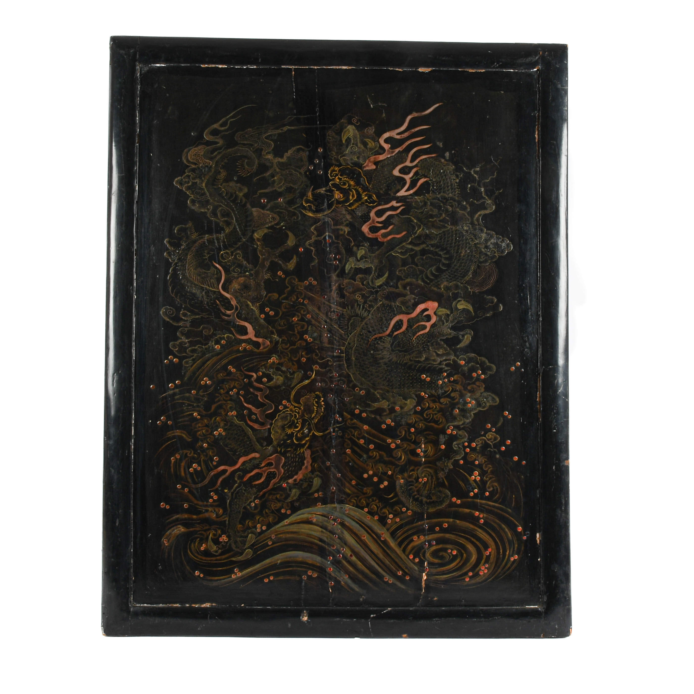 Framed Antique Chinese Mixed Media Wood Art-7