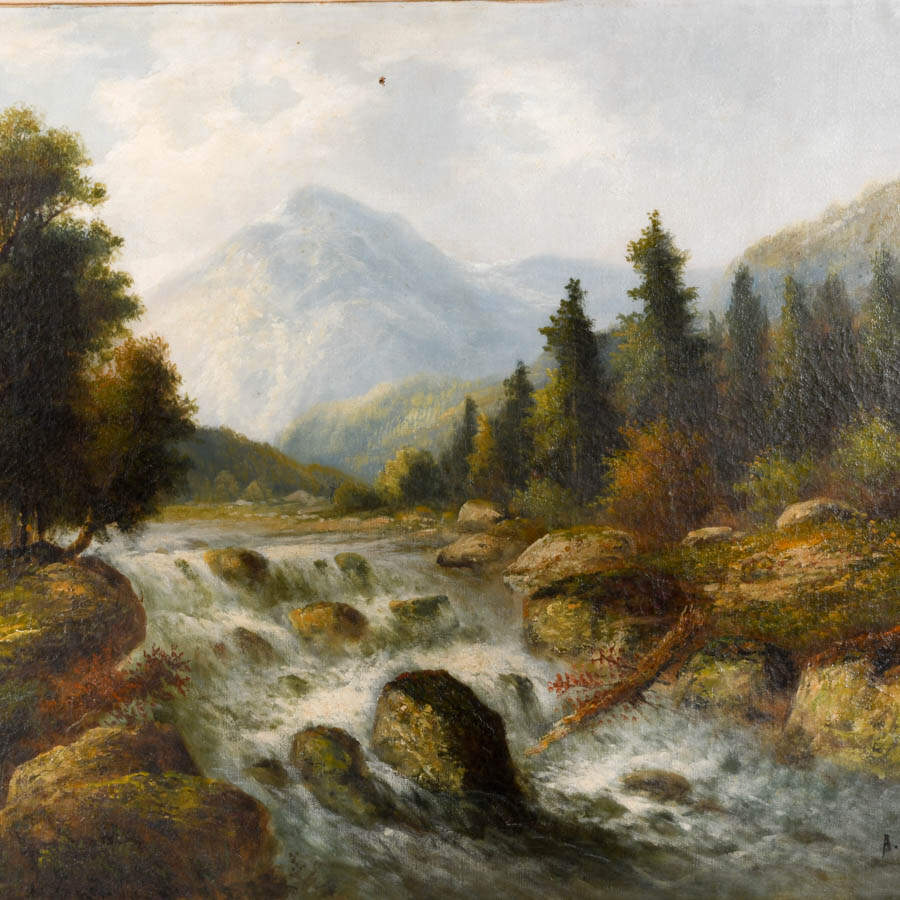 Framed Signed A. Fichtner Roaring River Landscape-2