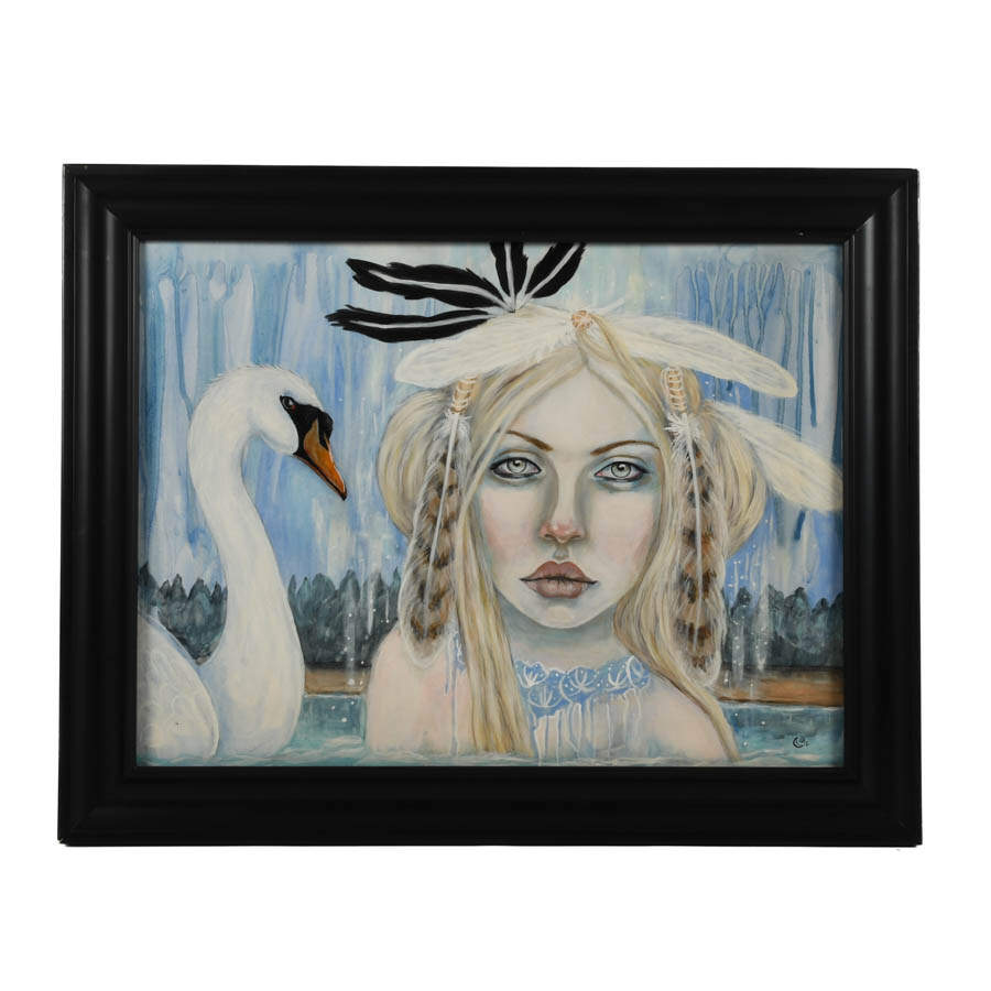 Framed Signed Eyes of the North Mixed Media on Board-1