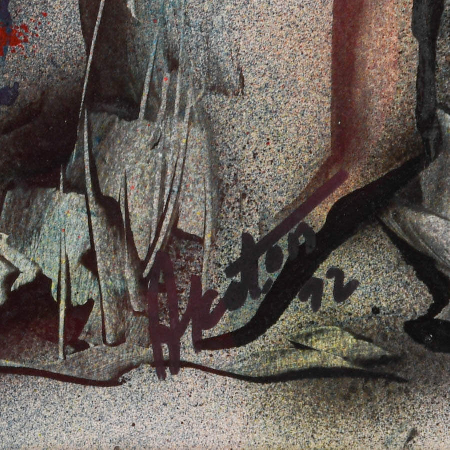 Framed J. Akston Untitled 1972 Abstract Painting-4