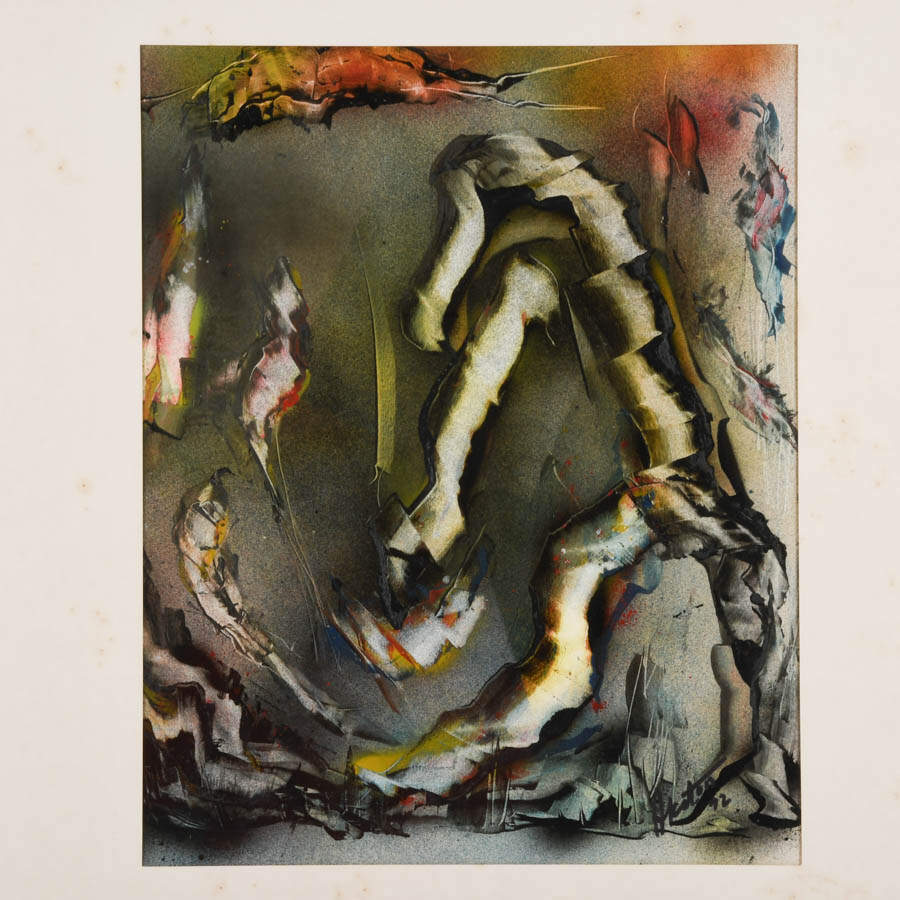 Framed J. Akston Untitled 1972 Abstract Painting-2