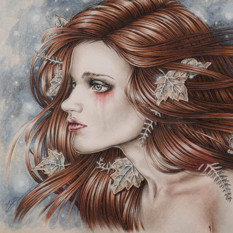 Framed Signed Enys Guerrero "Cuando Las Hojas Se Congelan" Mixed Media Art-3