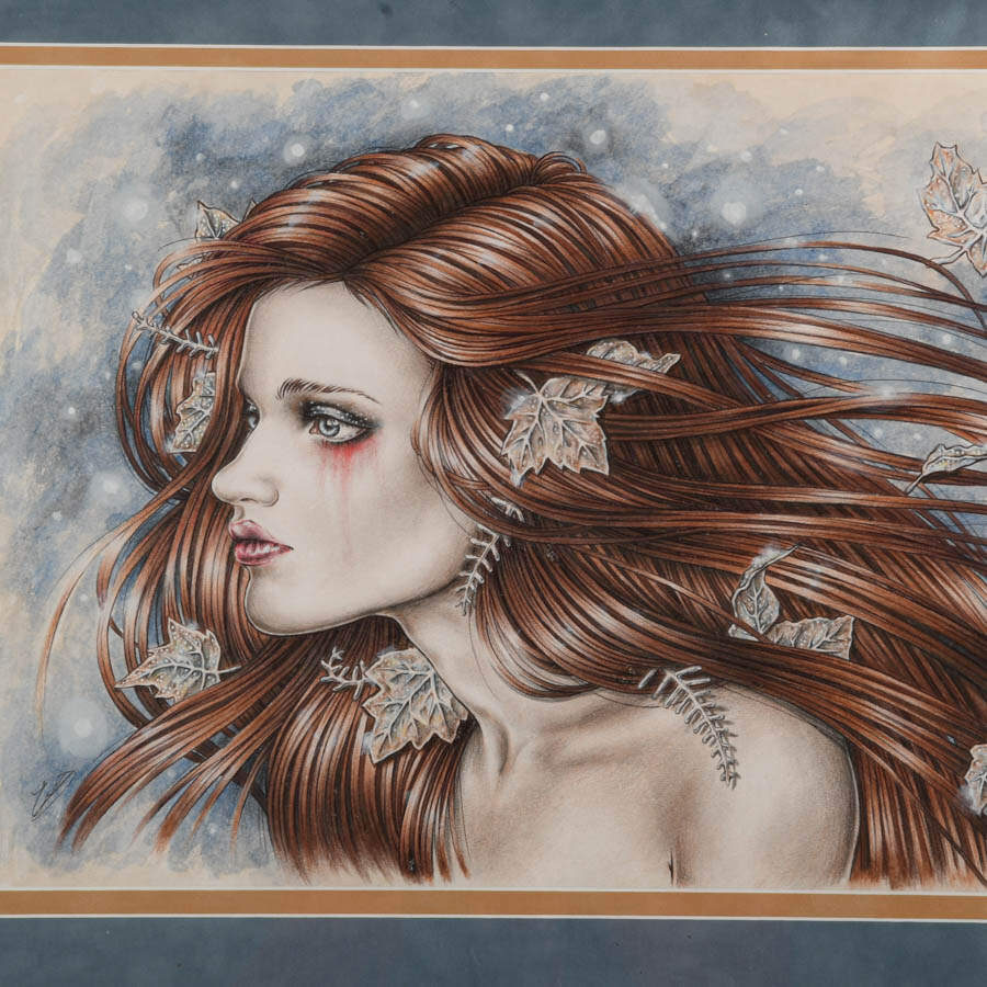 Framed Signed Enys Guerrero "Cuando Las Hojas Se Congelan" Mixed Media Art-2
