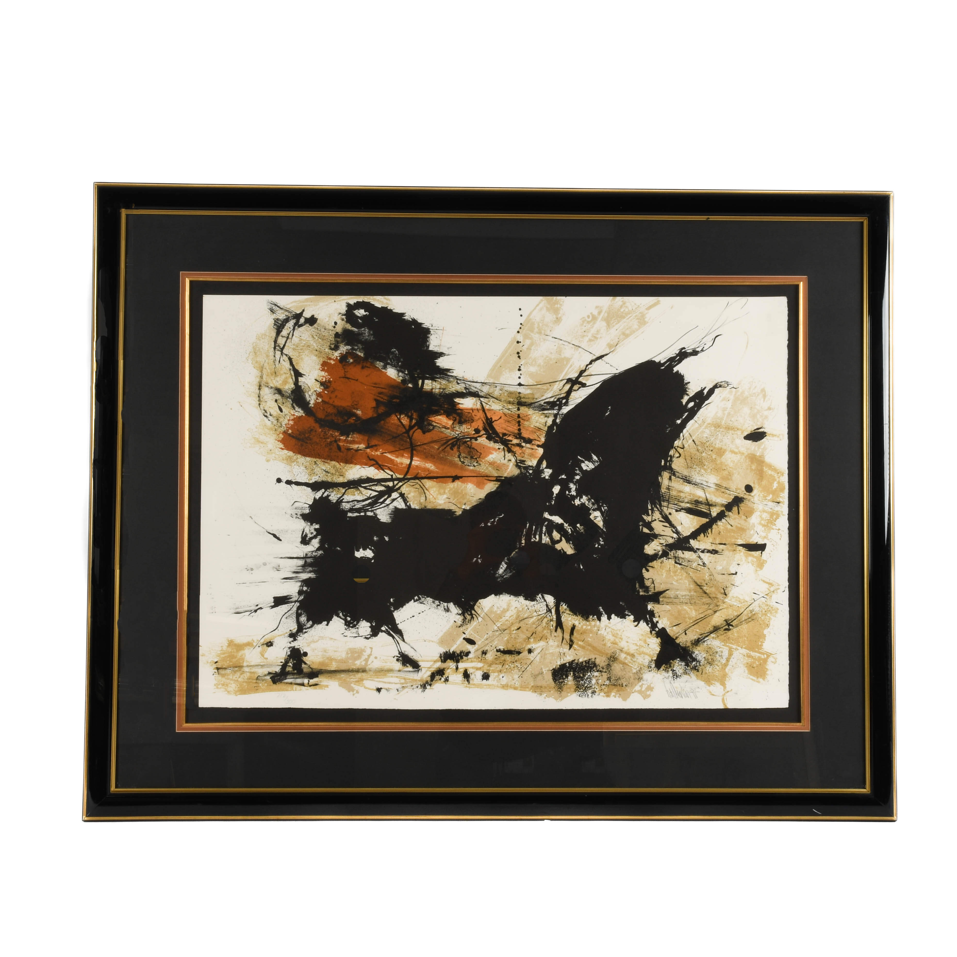 Framed Signed Gino Hollander, "Abstract Bull" Limited-Edition Lithograph-1