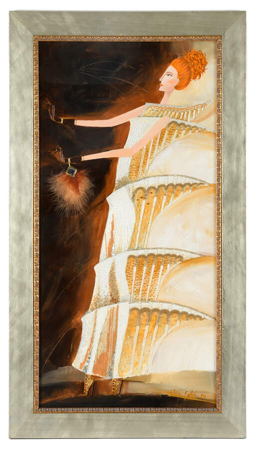 Framed Signed Alina Eydel "The Leaning Tower of Pisa" Mixed Media on Paper-1