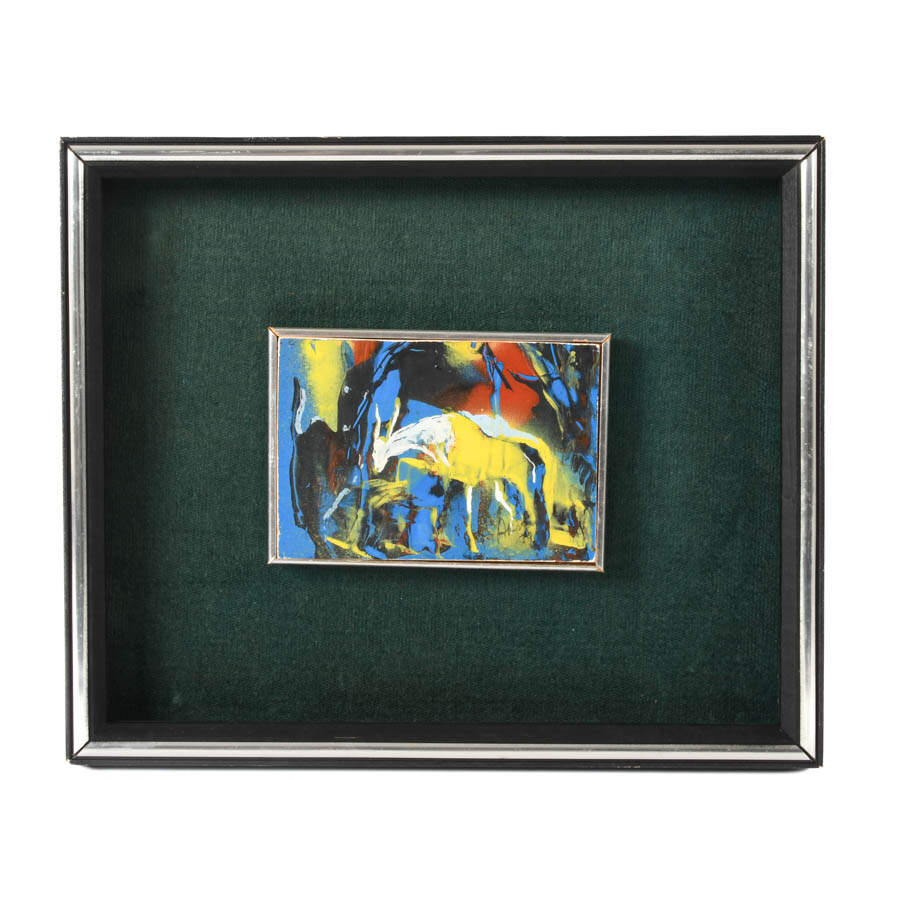 Framed J. Akston Untitled 1979 Enamel on Paper-1