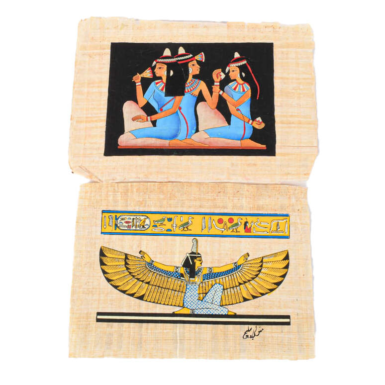 Set of 6 Egyptian Papyrus Paintings: Women of Power-4