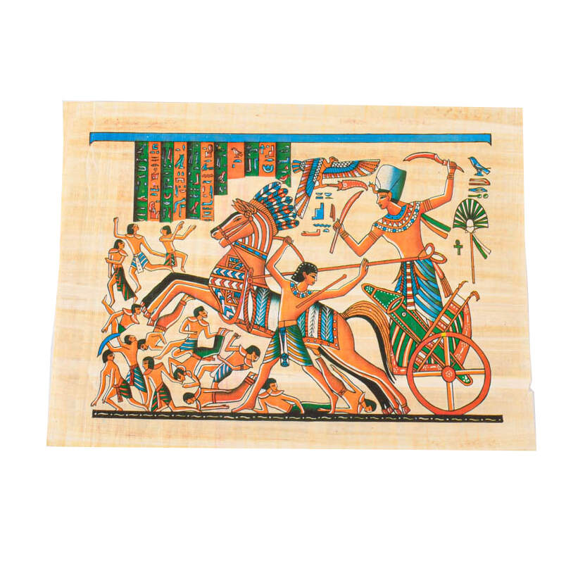 Set of Six Egyptian Papyrus Paintings: Rural Landscapes-2