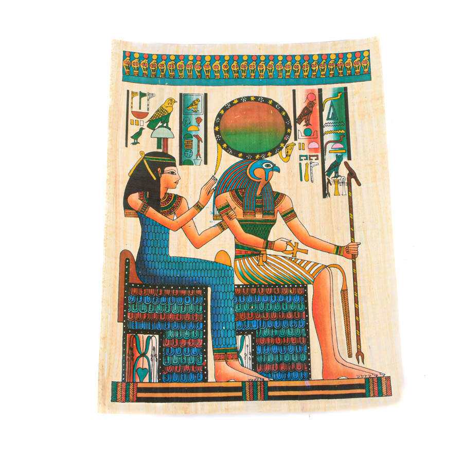 Set of 6 Egyptian Papyrus Paintings: Gods and Pharaohs-2