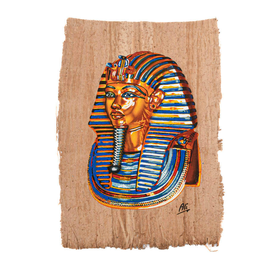 Set of Six Egyptian Papyrus Paintings: Symbols of Egypt-4