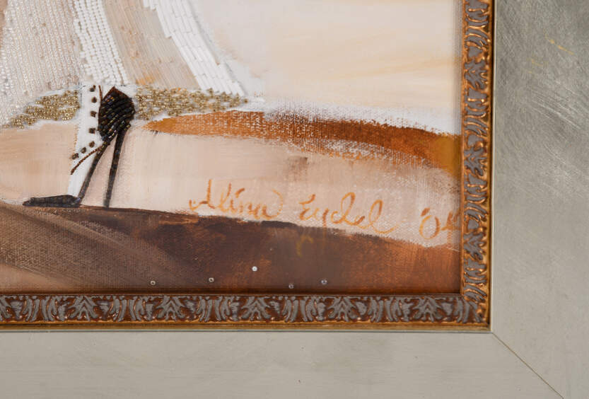 Framed Signed Alina Eydel "Chocolate Fur Coat" Mixed Media on Paper-4