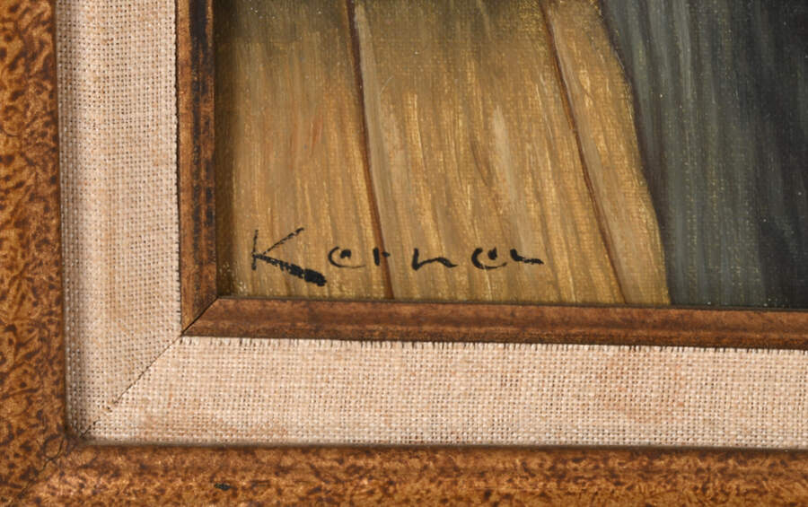 Framed After Hans Kerner "The Violinist" Oil on Canvas-3