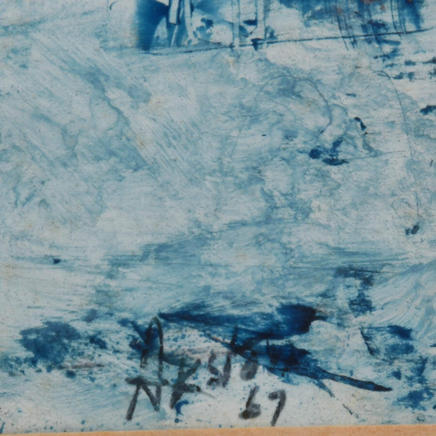 Framed J. Akston Blue Composition 1967 Enamel on Paper-5